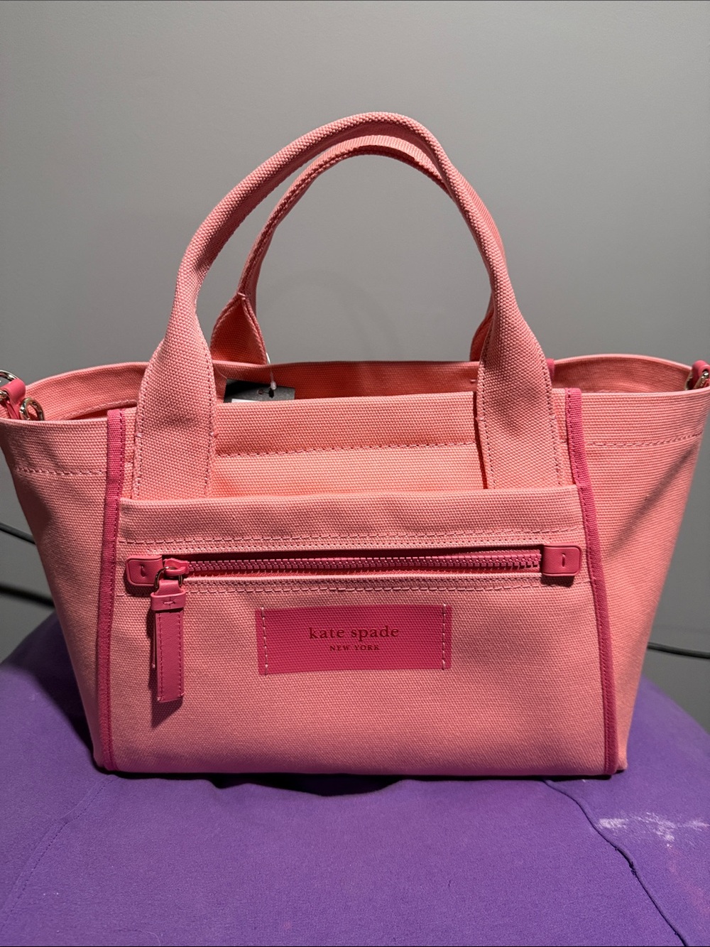kate spade Pink Canvas Tote with Front Zip Pocket